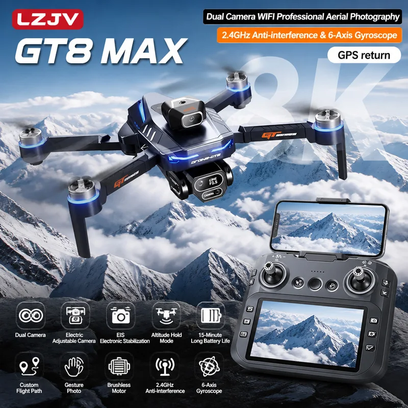 Diy Drone Electronics - GT8 Max Foldable Drone 8K HD