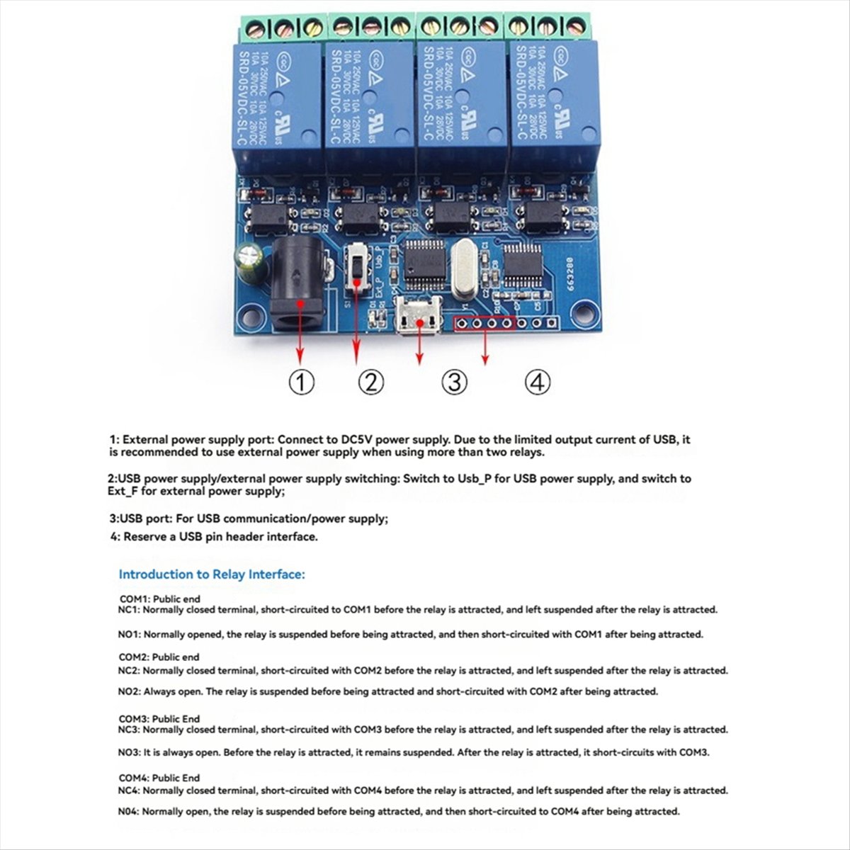 AT42 4 Channel USB Relay Modul - Relay Module 5V review and price