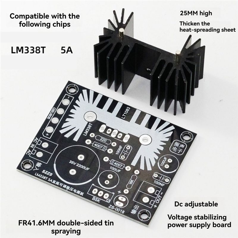 LM338 5A Output Adjustable Lin - Diy Electronics Board review and price
