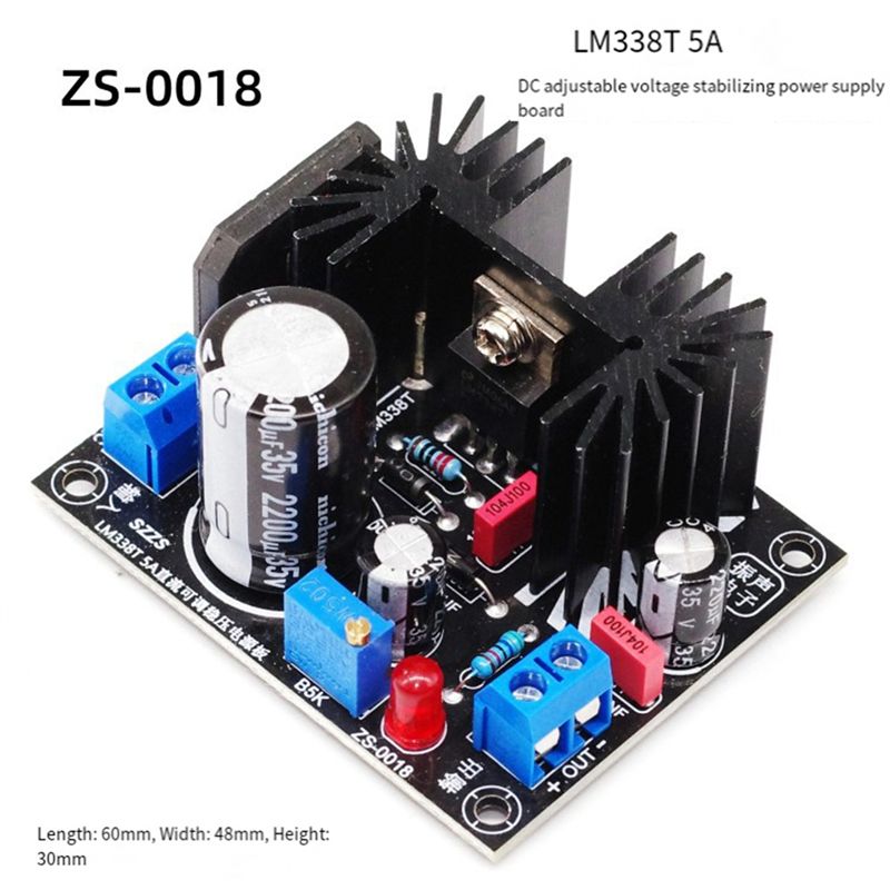 LM338 5A Output Adjustable Lin - Diy Electronics Board review and price